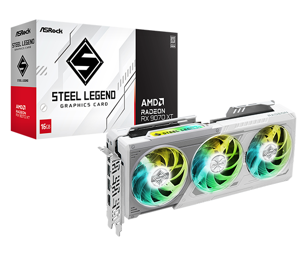 ASROCK AMD Radeon RX 9070 XT Steel Legend 16GB, WHITE