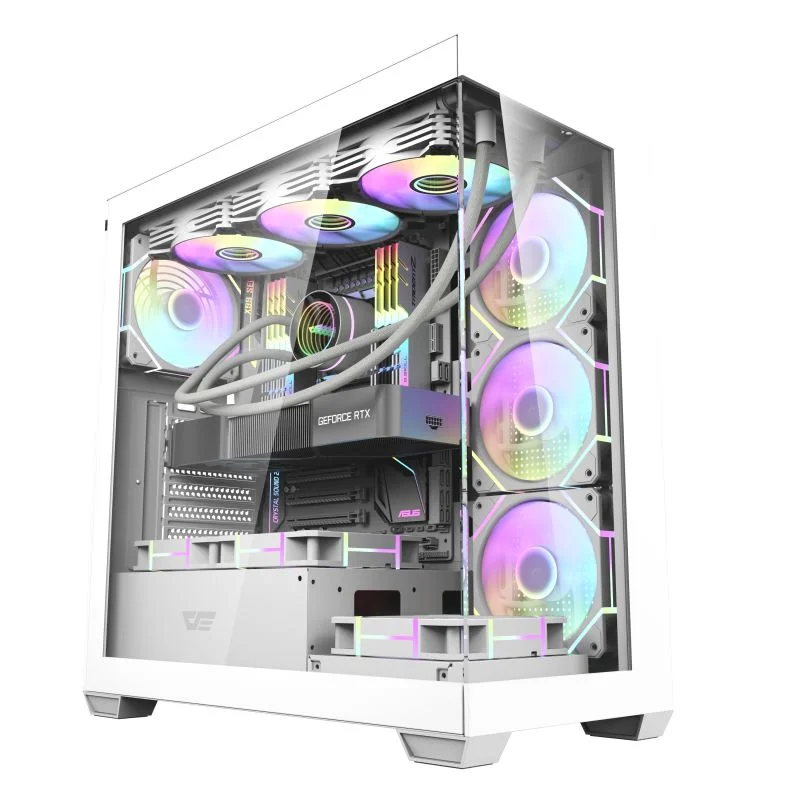 DarkFlash DS900M M-ATX PC Case, With 3 ARGB Fans, WHITE
